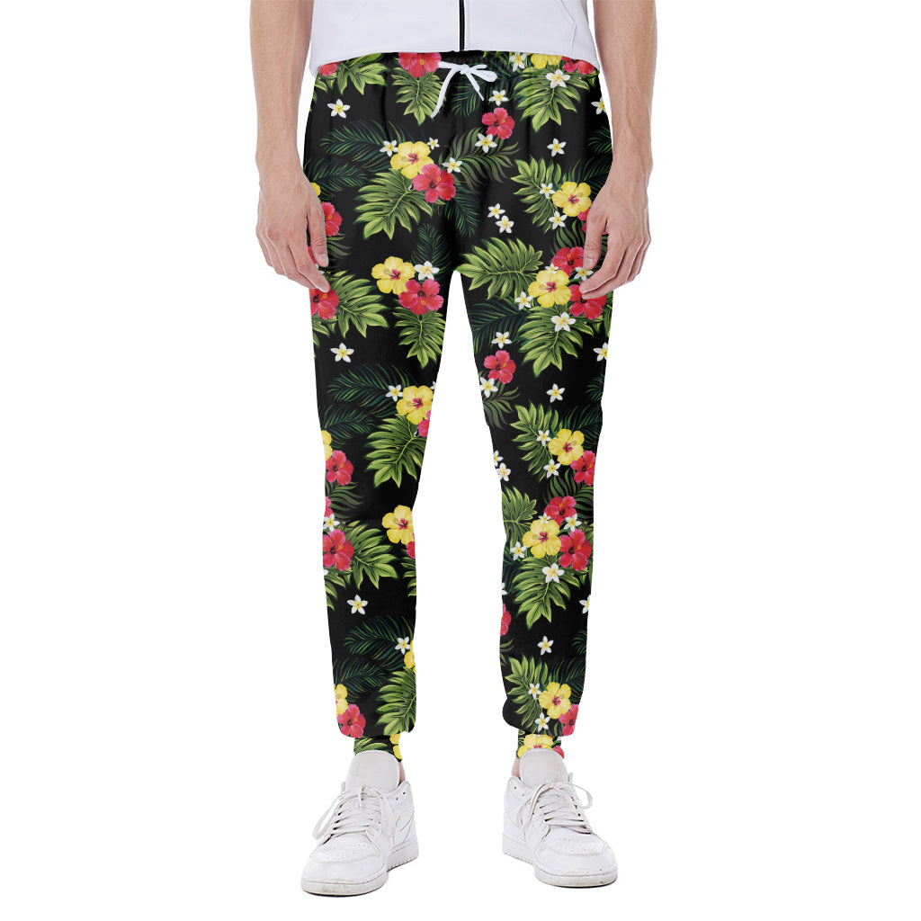 Tropical Hibiscus Aloha Pattern Print Scuba Joggers