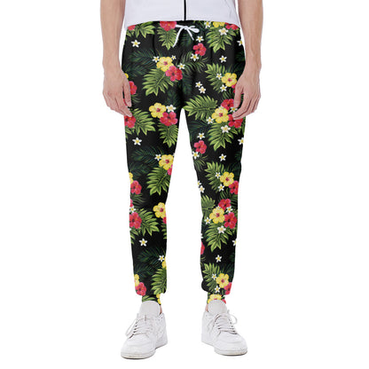 Tropical Hibiscus Aloha Pattern Print Scuba Joggers