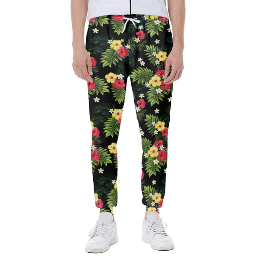 Tropical Hibiscus Aloha Pattern Print Scuba Joggers