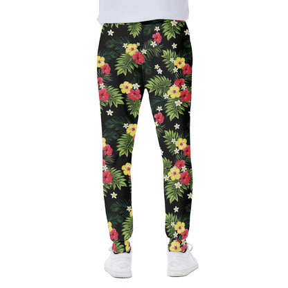 Tropical Hibiscus Aloha Pattern Print Scuba Joggers