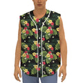 Tropical Hibiscus Aloha Pattern Print Sleeveless Baseball Jersey