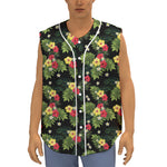 Tropical Hibiscus Aloha Pattern Print Sleeveless Baseball Jersey