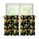 Tropical Hibiscus Aloha Pattern Print Tier Curtains