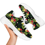 Tropical Hibiscus Aloha Pattern Print White Chunky Shoes