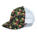 Tropical Hibiscus Aloha Pattern Print White Mesh Trucker Cap