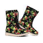 Tropical Hibiscus Aloha Pattern Print Winter Boots