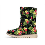 Tropical Hibiscus Aloha Pattern Print Winter Boots