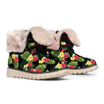 Tropical Hibiscus Aloha Pattern Print Winter Boots