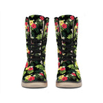 Tropical Hibiscus Aloha Pattern Print Winter Boots