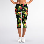 Tropical Hibiscus Aloha Pattern Print Women's Capri Leggings