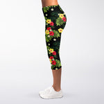 Tropical Hibiscus Aloha Pattern Print Women's Capri Leggings