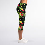 Tropical Hibiscus Aloha Pattern Print Women's Capri Leggings