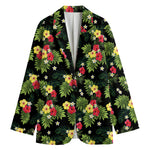 Tropical Hibiscus Aloha Pattern Print Women's Cotton Blazer