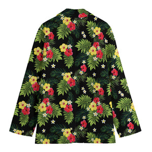 Tropical Hibiscus Aloha Pattern Print Women's Cotton Blazer