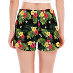 Tropical Hibiscus Aloha Pattern Print Women's Split Running Shorts