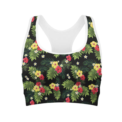Tropical Hibiscus Aloha Pattern Print Women's Sports Bra