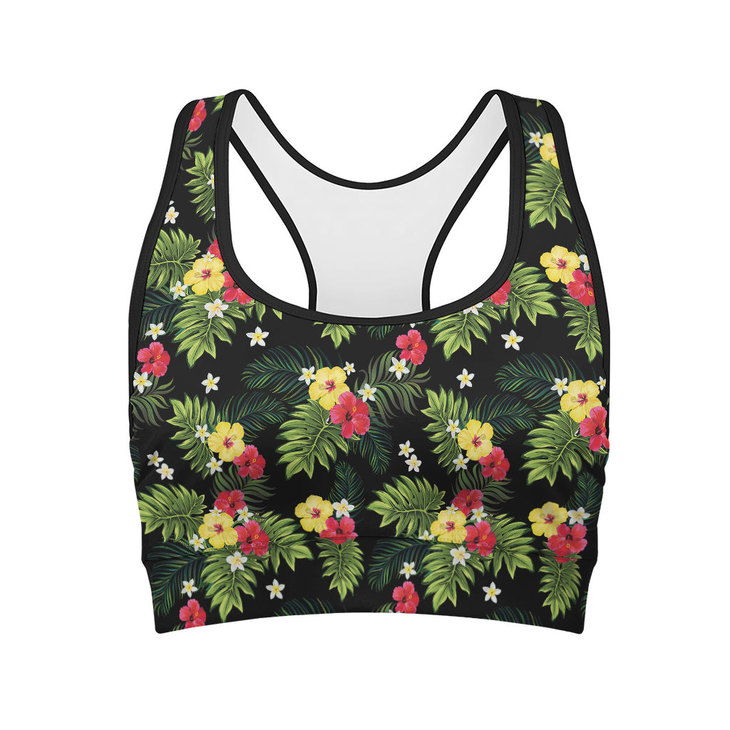 Tropical Hibiscus Aloha Pattern Print Women's Sports Bra