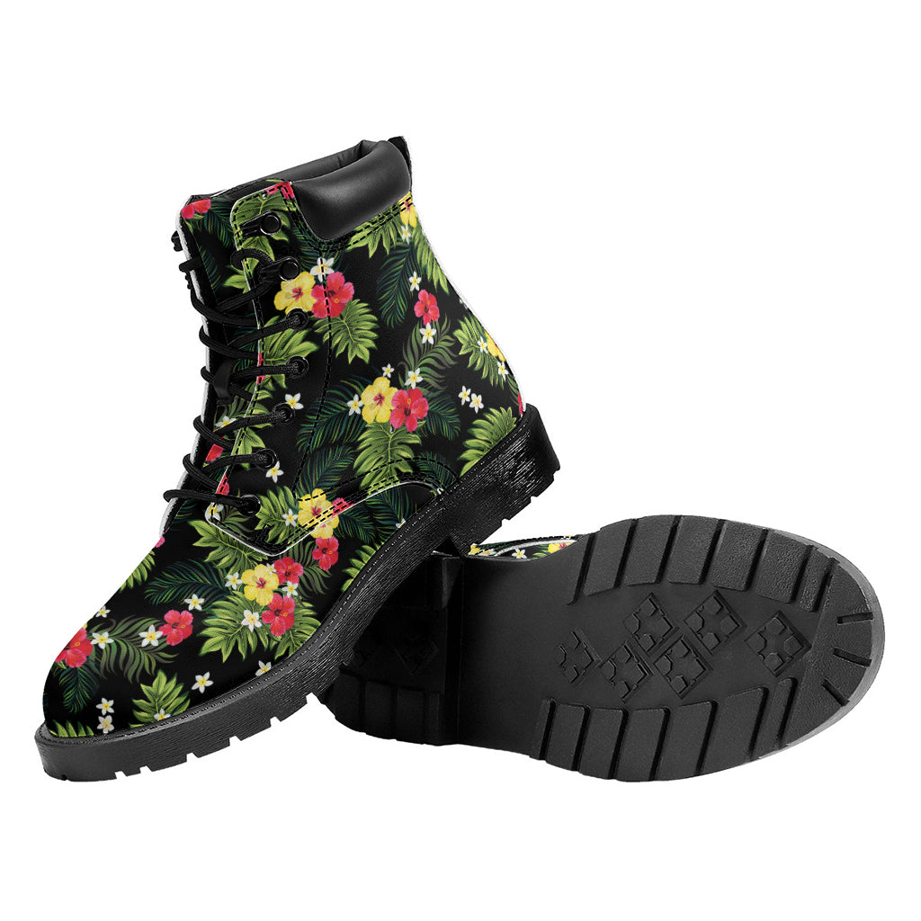 Tropical Hibiscus Aloha Pattern Print Work Boots