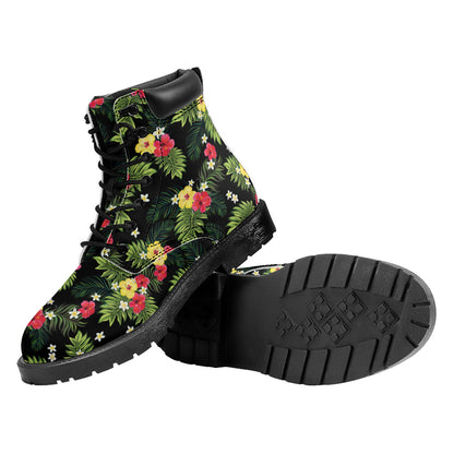 Tropical Hibiscus Aloha Pattern Print Work Boots