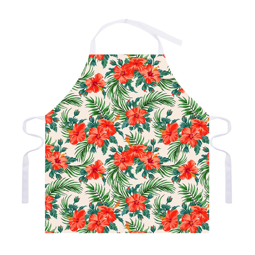 Tropical Hibiscus Blossom Pattern Print Adjustable Apron