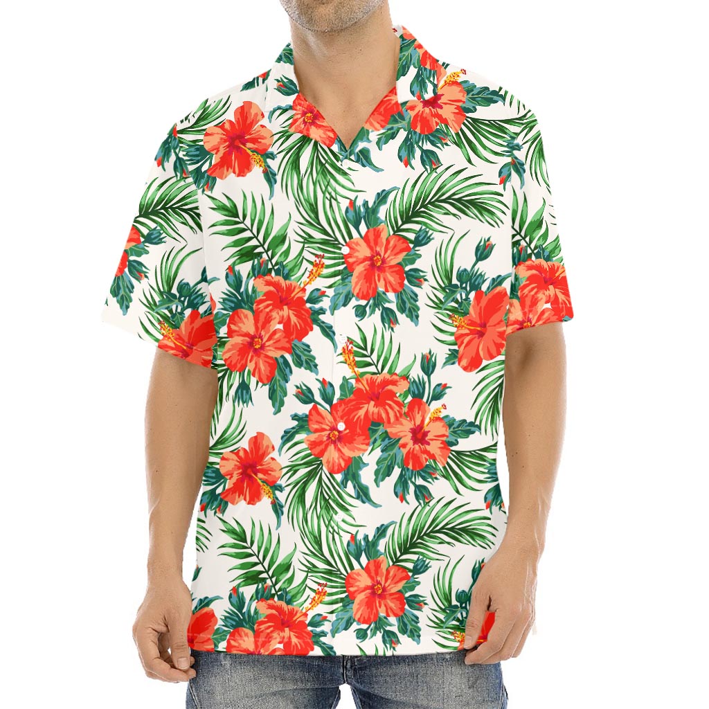 Tropical Hibiscus Blossom Pattern Print Aloha Shirt