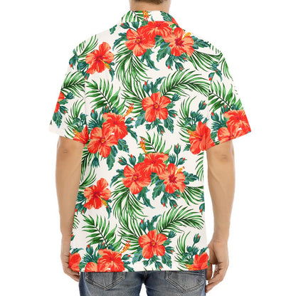 Tropical Hibiscus Blossom Pattern Print Aloha Shirt