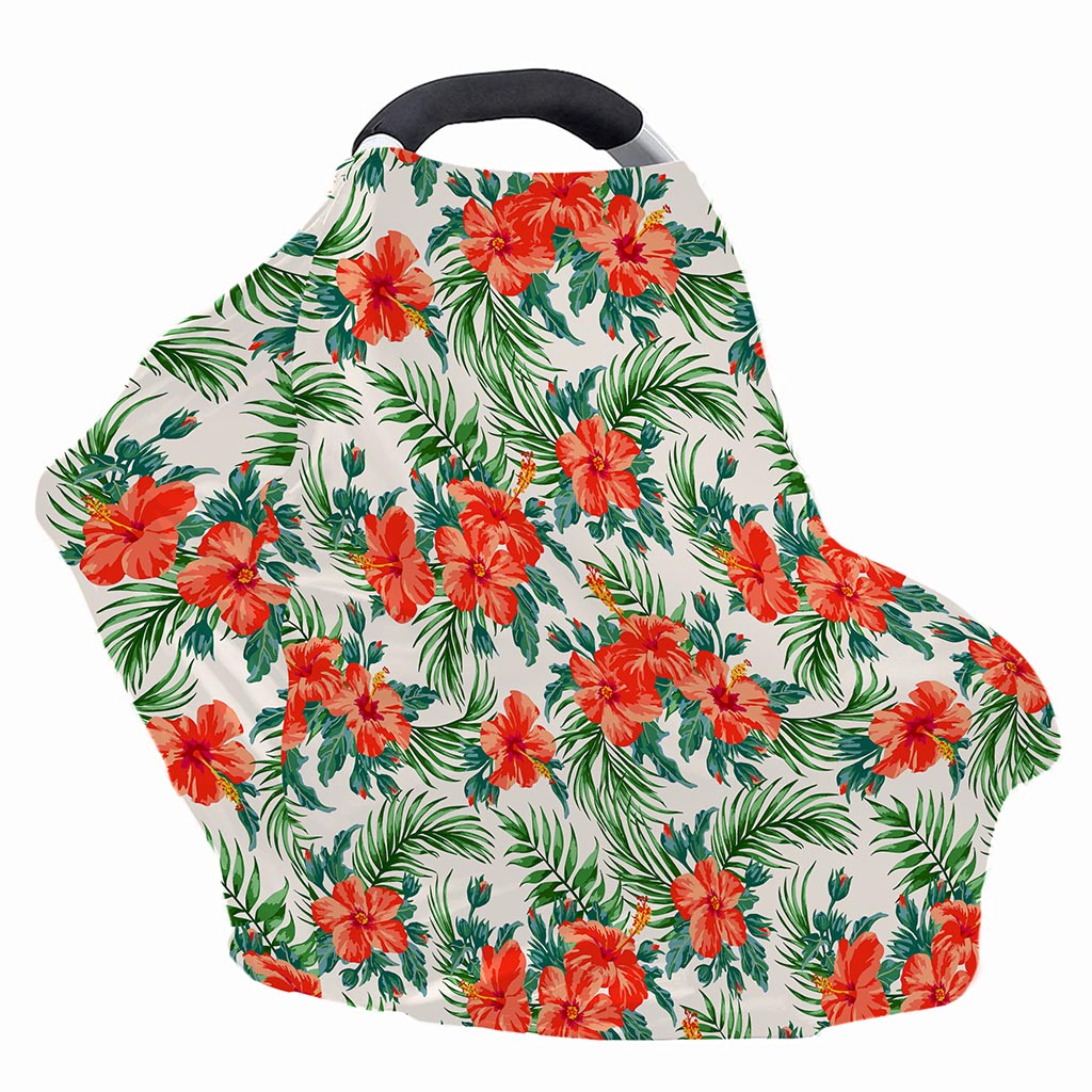 Tropical Hibiscus Blossom Pattern Print Baby Seat Cover
