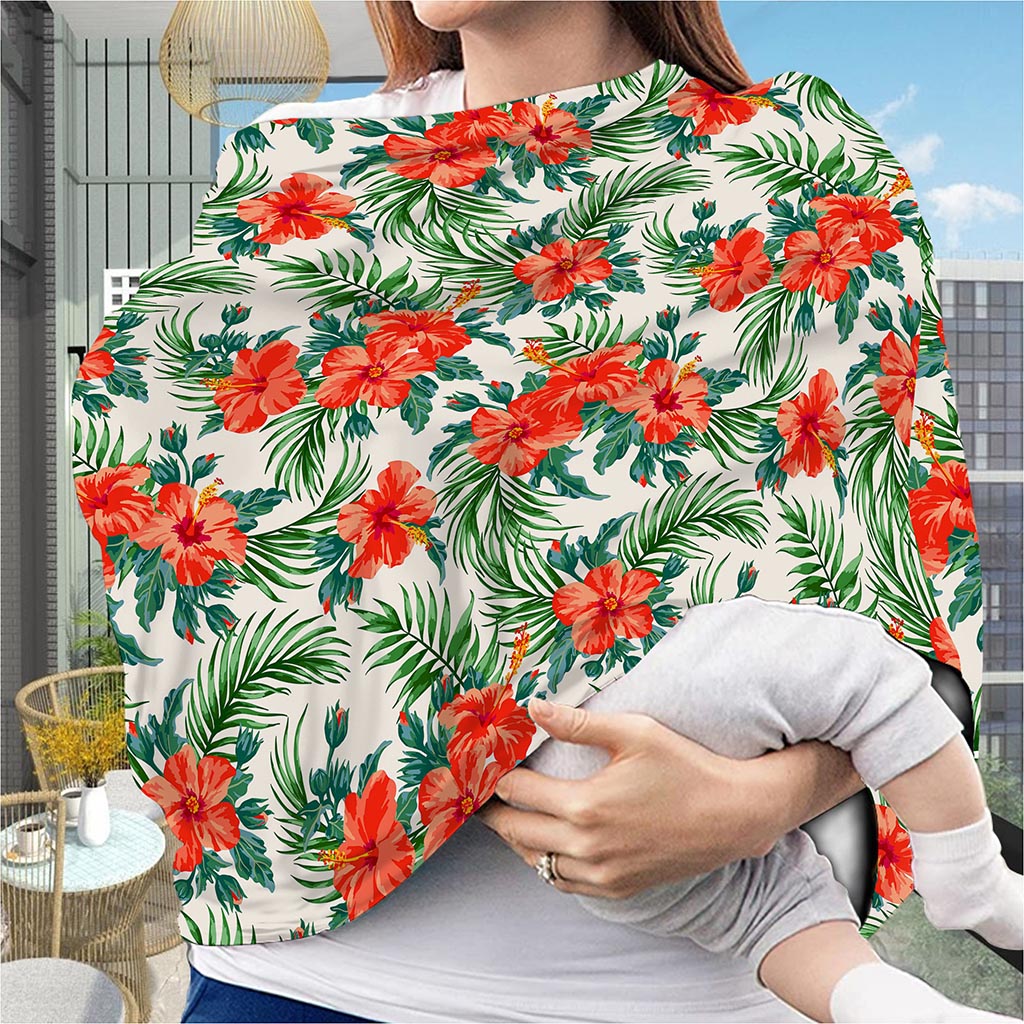 Tropical Hibiscus Blossom Pattern Print Baby Seat Cover