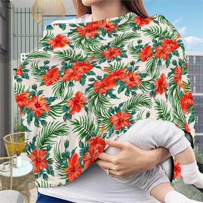 Tropical Hibiscus Blossom Pattern Print Baby Seat Cover