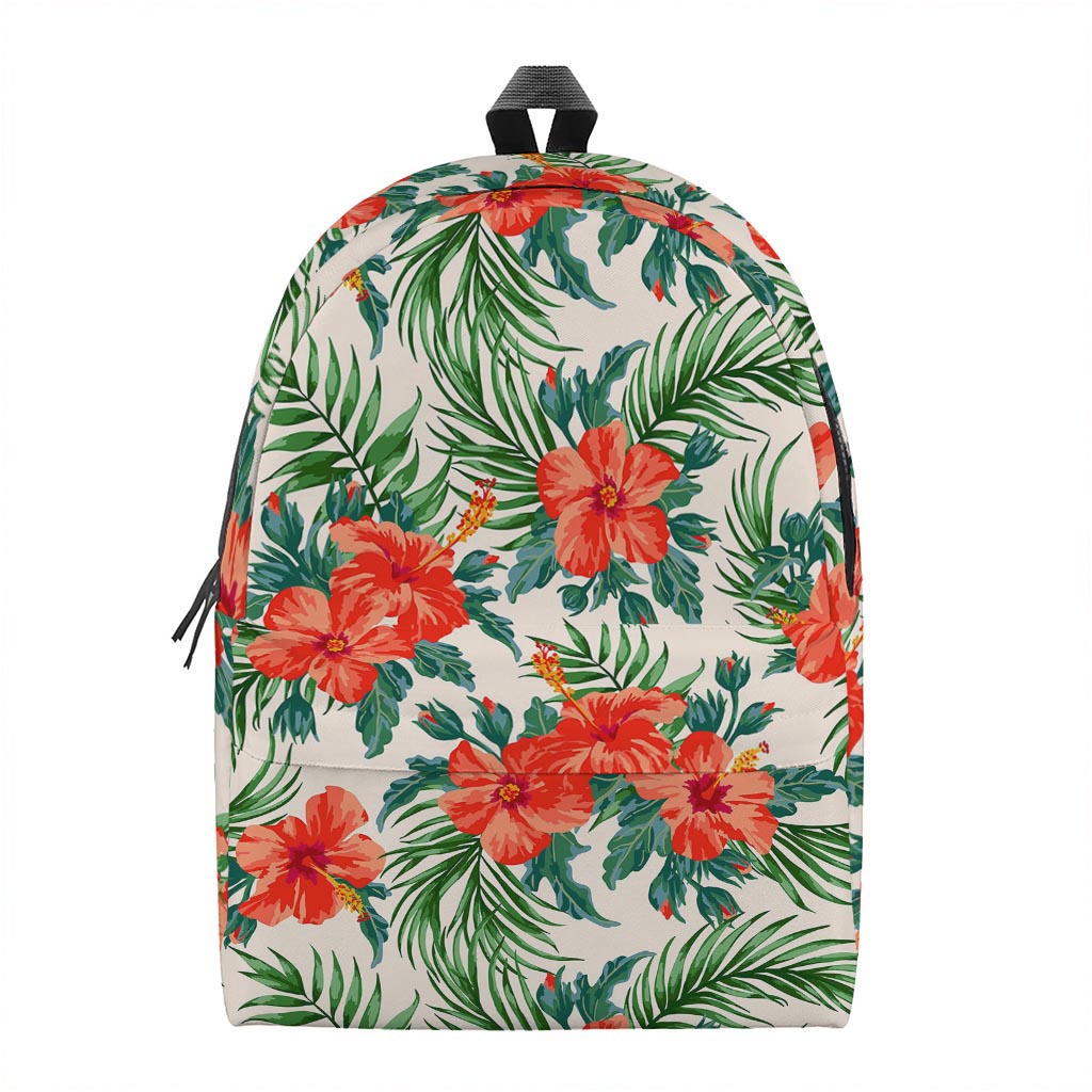 Tropical Hibiscus Blossom Pattern Print Backpack