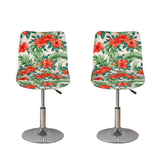 Tropical Hibiscus Blossom Pattern Print Bar Stool Covers