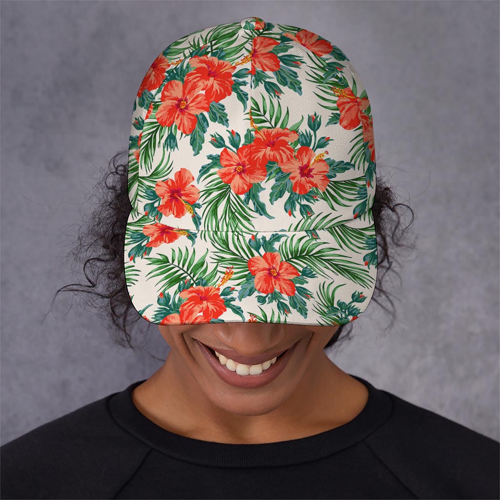 Tropical Hibiscus Blossom Pattern Print Baseball Cap