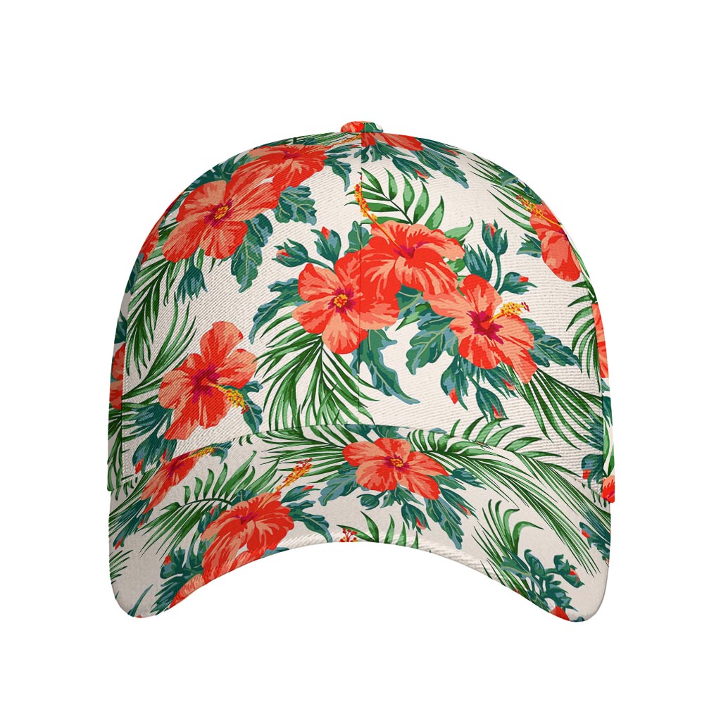 Tropical Hibiscus Blossom Pattern Print Baseball Cap