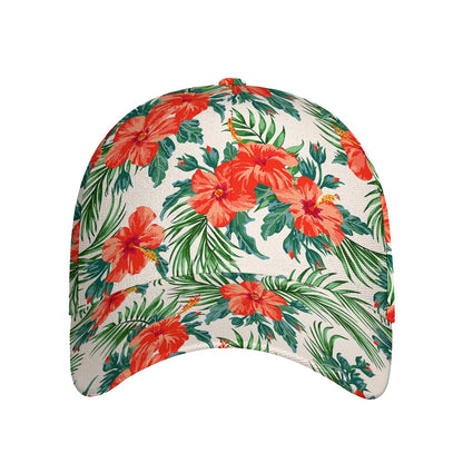 Tropical Hibiscus Blossom Pattern Print Baseball Cap