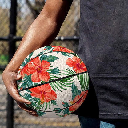 Tropical Hibiscus Blossom Pattern Print Basketball