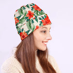 Tropical Hibiscus Blossom Pattern Print Beanie
