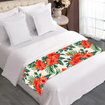 Tropical Hibiscus Blossom Pattern Print Bed Runner