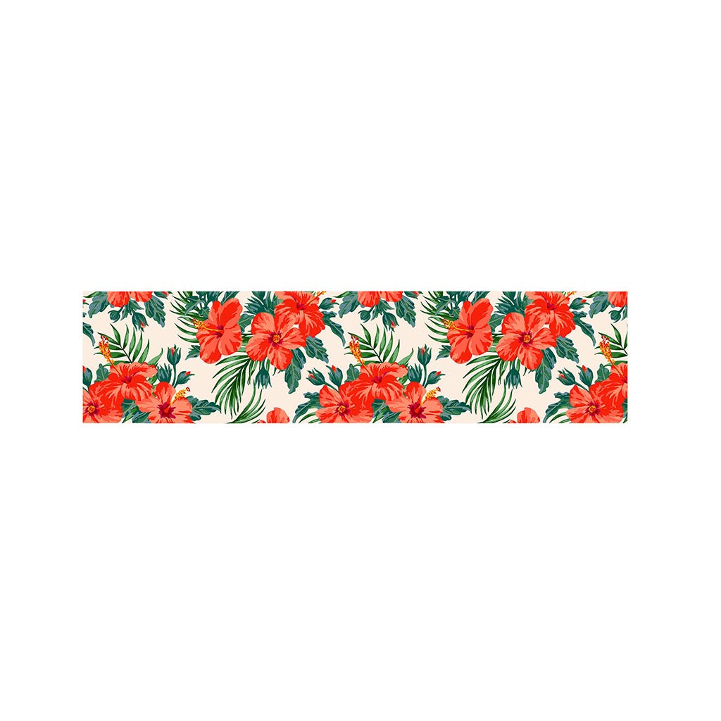 Tropical Hibiscus Blossom Pattern Print Bed Runner