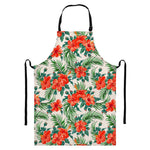 Tropical Hibiscus Blossom Pattern Print Bib Apron With Pocket