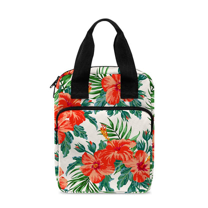 Tropical Hibiscus Blossom Pattern Print Bible Tote Bag