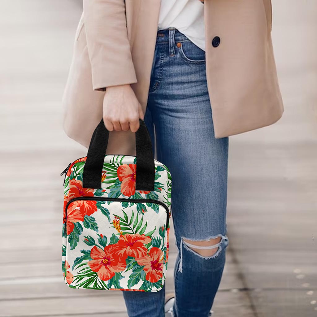 Tropical Hibiscus Blossom Pattern Print Bible Tote Bag