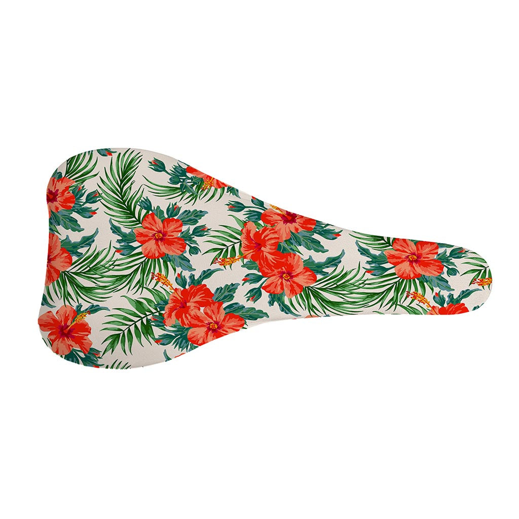 Tropical Hibiscus Blossom Pattern Print Bicycle Seat Cover
