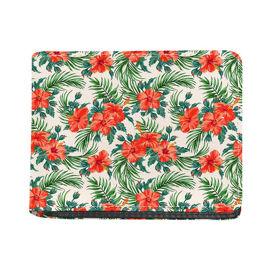 Tropical Hibiscus Blossom Pattern Print Bifold Wallet