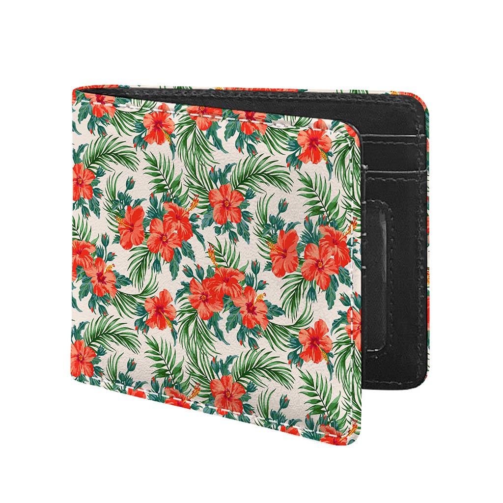 Tropical Hibiscus Blossom Pattern Print Bifold Wallet