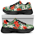 Tropical Hibiscus Blossom Pattern Print Black Chunky Shoes