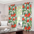 Tropical Hibiscus Blossom Pattern Print Dimout Grommet Curtains