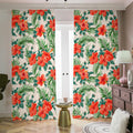 Tropical Hibiscus Blossom Pattern Print Dimout Pencil Pleat Curtains