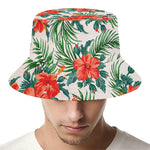 Tropical Hibiscus Blossom Pattern Print Bucket Hat