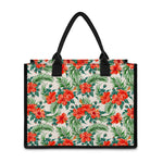 Tropical Hibiscus Blossom Pattern Print Canvas Tote Bag
