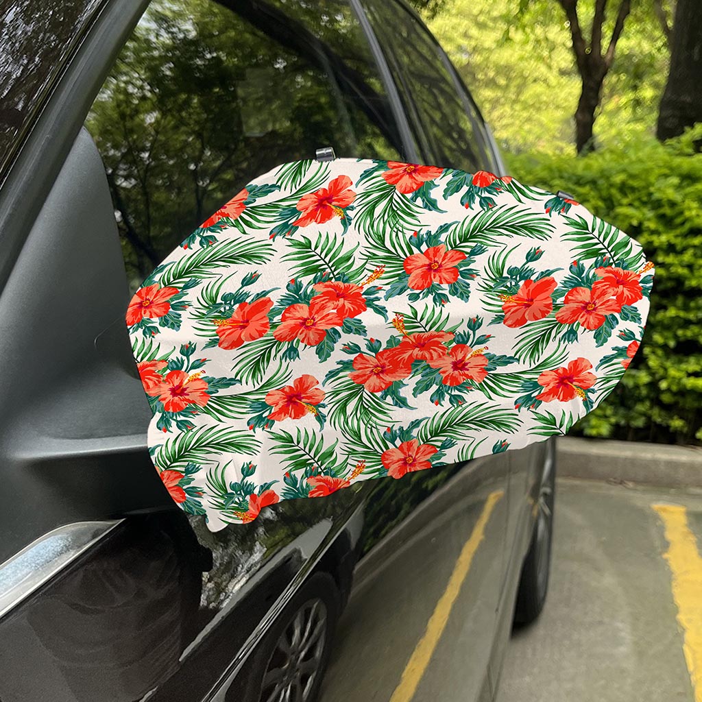 Tropical Hibiscus Blossom Pattern Print Car Side Mirror Covers